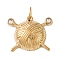 304 Stainless Steel Pendants, with Rhinestone, with Jump Ring, Golden, Yarn Ball with Needles, 16x20x6mm, Hole: 5mm