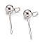 Non-Tarnish 304 Stainless Steel Ball Post Stud Earring Findings, with Loop and 316 Surgical Stainless Steel Pin, Stainless Steel Color, 15x7x4mm, Hole: 1.8mm, Pin: 0.7mm