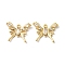 Brass Micro Pave Cubic Zirconia Pendants, Cadmium Free & Nickel Free & Lead Free, with Glass, Butterfly Charms, Real 18K Gold Plated, 15x18x3mm, Hole: 1.4mm