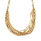 304 Stainless Steel Multi Layerd Oval Bib Necklaces for Women, Golden, 16.65 inch(42.3cm)