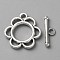 Tibetan Style Alloy Toggle Clasps, for Jewelry Making, Antique Silver, Flower, 20x19x2mm, Hole: 1.8mm