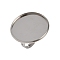 304 Stainless Steel Cuff Ring Components, Bezel Cup Ring Settings, Flat Round, Stainless Steel Color, Tray: 27mm, 17mm