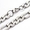Tarnish Resistant 304 Stainless Steel Figaro Chains Necklaces, with Lobster Claw Clasps, Stainless Steel Color, 23.6 inch(59.9cm)