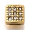 304 Stainless Steel Rhinestone Beads, Square, Golden, 7x7x4mm, Hole: 4x2mm