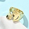 Brass Adjustable Open Cuff Rings for Women, Lead Free & Cadmium Free, Long-Lasting Plated, Real 18K Gold Plated, 16.5mm, Inner Diameter: 18mm