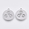 Tarnish Resistant 201 Stainless Steel Pendants, Laser Cut Pendants, Flat Round, Stainless Steel Color, 17.5x15.5x1mm, Hole: 1.4mm