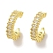 Brass Micro Pave Clear Cubic Zirconia Cuff Earrings for Women, Real 18K Gold Plated, 13.5x4mm