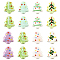 16Pcs 7 Colors Handmade Porcelain Beads, Christmas Tree, Famille Rose Porcelain, Mixed Color, 16~16.5x14.5~15x6.5~7mm, Hole: 1.8mm