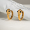 Elegant Stainless Steel Snake Hoop Earrings, with Rhinestone, Real 18K Gold Plated, 15.5mm