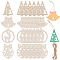 4 Sets 4 Styles Christmas Unfinished Wood Pendant Decorations, Jute Rope Hanging Decorations, Mixed Shapes, 55~80x52~80x2mm, Hole: 2~5mm, 1set/style