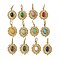 Ion Plating(IP) 304 Stainless Steel with Natural & Synthetic Gemstone Pendants, Real 14K Gold Plated, Mixed Dyed and Undyed, Oval Charm, 19.5x13.5x4.5mm, Hole: 5x3mm