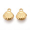 304 Stainless Steel Charms, Ion Plating(IP), Shell Shape Charm, Real 18K Gold Plated, 9x8x2mm, Hole: 1.2mm