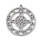Non-Tarnish 304 Stainless Steel Pendants, Laser Cut, Flat Round with Witch Knot Charm, Stainless Steel Color, 27x25x1mm, Hole: 1mm
