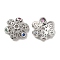 Brass Micro Pave Colorful Cubic Zirconia Bead Caps, Cadmium Free & Nickel Free & Lead Free, Flower, Platinum, 10x9x3mm, Hole: 1.4mm