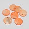 Dyed Natural Flat Round Shell Pendant, Dark Orange, 20x2mm, Hole: 2mm