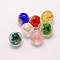 Handmade Gold Sand Lampwork Beads, Round, Mixed Color, 12mm, Hole: 1mm