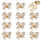 12Pcs Bowknot Shape Alloy Rhinestone Lapel Pin Backs for Backpack Clothes, with Acrylic, Golden, 17.5x19mm