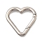 Zinc Alloy Spring Gate Rings, Heart, Platinum, 32x33x4mm