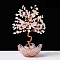 Natural Rose Quartz Chips Tree of Life Decorations, Glass Base with Copper Wire, Feng Shui Energy Stone Gift for Home Office Desktop Decoration, 170~180x80mm