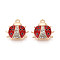 Rack Plating Alloy & Rhinestone & Enamel Pendants, Ladybug Charms, Cadmium Free & Nickel Free & Lead Free, Golden, Dark Red, 18x18x4.5mm, Hole: 1.5mm