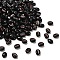 Opaque Acrylic Beads, Coffee Bean, Golden Metal Enlaced, Black, 10.5x8x4.5~5mm, Hole: 1.2mm, about 1851~1900pcs/500g