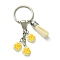 Resin Keychain, with Alloy Rings, Tassel Pendant, Paw Print, Light Khaki, 8cm