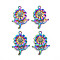 Rainbow Color Alloy Pendant Rhinestone Settings, Cadmium Free & Nickel Free & Lead Free, Flower, Fit For 0.8mm Rhinestone, 26.5x19.5x4mm, Hole: 1.5mm
