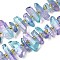 Electroplated Natural Quartz Crystal Beads Strands, Faceted, Dyed, Nuggets Stick, with Seed Beads, Lilac, 11~25x3~9x4~10mm, Hole: 1~1.2mm, about 19~26pcs/strand, 7.09~7.48''(18~19cm)
