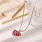 304 Stainless Steel Enamel Zebra Print Pendant Necklaces, Fun and Non-fading Jewelry, Stainless Steel Color, Red, 21.85 inch(55.5cm)