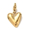 Heart 304 Stainless Steel Pendant Decorations, Lobster Claw Clasps Charms Ornaments, Ion Plating(IP), Real 14K Gold Plated, 23.5mm