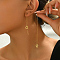 201 Stainless Steel Cute Flower Delicate Ear Thread, Golden, Golden, 116x8.2mm