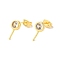 Brass Micro Pave Cubic Zirconia Studs Earrings Findings, Flat Round, for Half Drilled Beads, Cadmium Free & Nickel Free & Lead Free, Real 18K Gold Plated, 14x7mm, Pin: 1mm and 11x0.5mm.