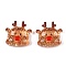 Christmas Theme Transparent Epoxy Resin Decoden Cabochons, with Glitter Powder, Deer, 26x27x11mm