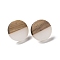 Resin & Walnut Wood Flat Round Stud Earrings with 304 Stainless Steel Pin for Women, Wheat, 15mm, Pin: 0.6mm