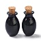 Oval Glass Cork Bottles Ornament, Glass Empty Wishing Bottles, DIY Vials for Pendant Decorations, Black, 1.55x2.6~3cm