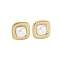 316 Surgical Stainless Steel & CCB Imitation Pearl Stud Earrings for Women, Real 18K Gold Plated, Square, 22x22mm
