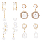 4 Pairs 4 Style Exquisite Plastic Imitation Pearl Beaded Dangle Stud Earrings, Light Gold Alloy Jewelry for Women, White, 40~49x9.5~15mm, Pin: 0.7~0.8mm, 1 Pair/style
