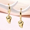 Brass Cubic Zirconia Hoop Earrings, Lead Free & Cadmium Free, Real 18K Gold Plated, Hot Pepper, 24~27x7.5~11mm