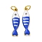 304 Stainless Steel Enamel Pendants, with Jump Ring, Ion Plating(IP), Real 18K Gold Plated, Fish, 18.5x4.5x2.5mm, Hole: 2.5mm