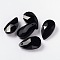 Faceted Teardrop Glass Pendants, Black, 16x9x6mm, Hole: 1mm