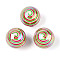 Printed Opaque Acrylic Beads, Round with Stripe, AB Color, Lime Green, 15.9mm, Hole: 2.8mm