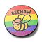 Flat Round Alloy Brooch Pin, Rainbow Pride Flag Brooch, Bees, 30x2mm