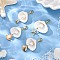 Shell Pendant Decoration, with Ocean 304 Stainless Steel Pendants and Lobster Claw Clasps & Natural Cultured Freshwater Pearl Beads, Seashell Color, 49~55mm, 4pcs/set