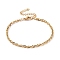 PVD Vacuum Plating 304 Stainless Steel Rope Chain Bracelet for Men Women, Golden, 7 inch(17.7~17.8cm)