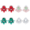 4 Pairs 4 Color Glass Flower Stud Earrings with Crystal Rhinestone, Gunmetal Alloy Jewelry for Women, Mixed Color, 23.5~30.5x25~31mm, Pin: 0.9mm, 1 Pair/color