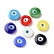 Handmade Evil Eye Lampwork Beads, Flat Round, Mixed Color, 17~17.5x4mm, Hole: 1.2mm