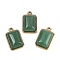 Natural Green Aventurine Pendants, with 304 Stainless Steel Findings, Rectangle Charms, Golden, 19.5x12x6~6.5mm, Hole: 1.7mm