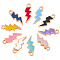 60Pcs 10 Colors Alloy Enamel Pendants, Lightning Bolt, Light Gold, Mixed Color, 20x7x1.5mm, Hole: 2mm, 6pcs/color