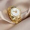 Alloy Watch Finger Rings, with Shell for Women, Golden, Inner Diameter: 19mm