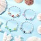 Starfish Synthetic Turquoise & Imitated Pearl Acrylic & Glass Twisted Bugle Beaded Bracelets for Women, Mixed Color, Inner Diameter: 2-1/8 inch(5.3cm)